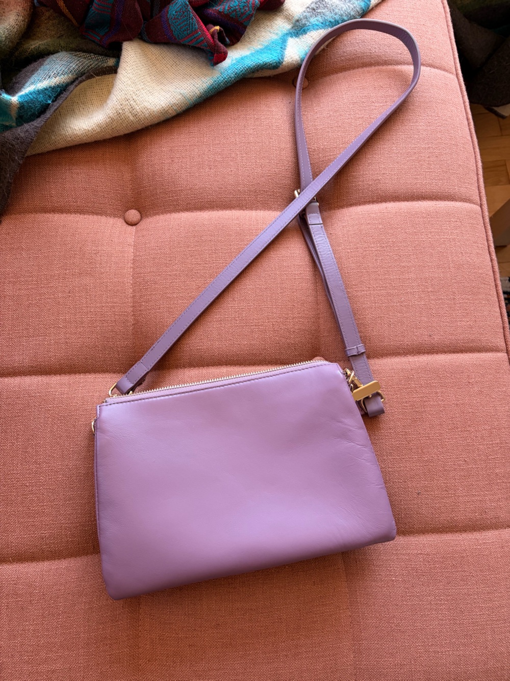 Women's Leather Crossbody Bag - Mauve Purple